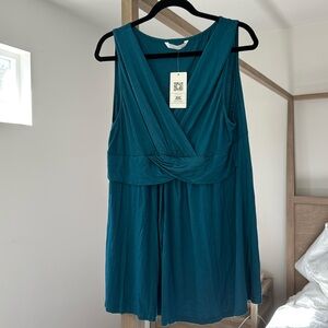 Teal Sleeveless Wrap maternity tank